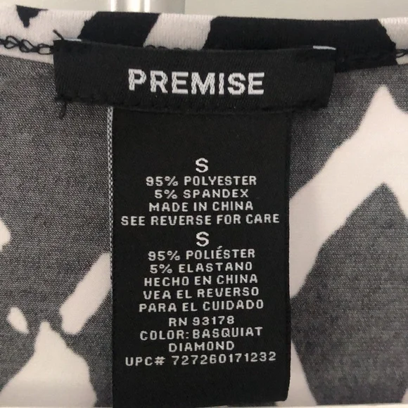 Premise Black & White Print Capped Sleeve Size Small Top - Picture 4 of 8